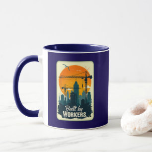 Caneca Built by Workers Retro Labor Day Shirt