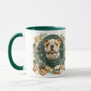 Caneca Buldogue Inglês de Natal