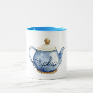 Caneca Bule de Chá Azul Aniversário
