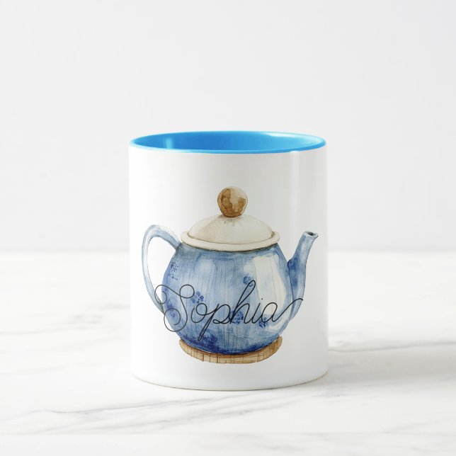 Caneca Bule de Chá Azul Aniversário (Centro)