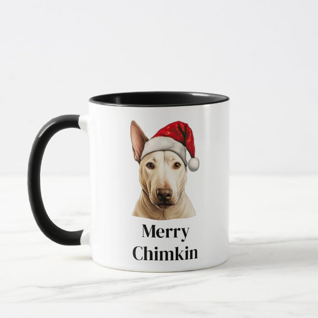 Caneca Bull Terrier Dog Santa Hat Natal (Esquerda)