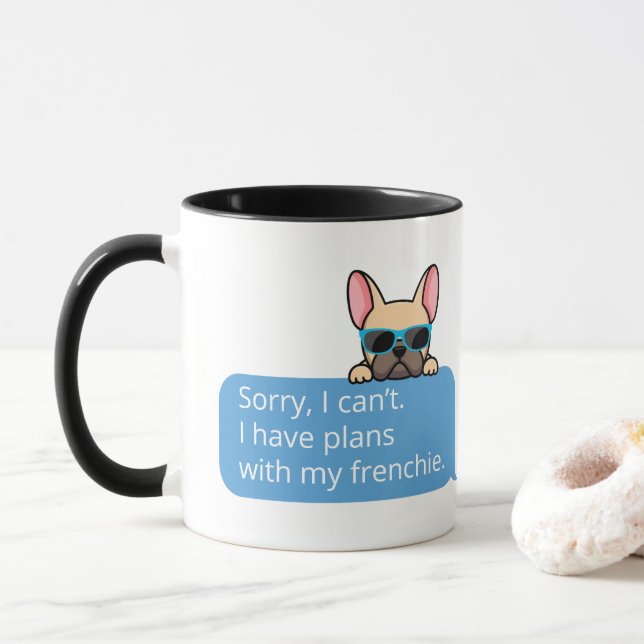 Caneca Bulldog Francês Engraçado (Com Donut)