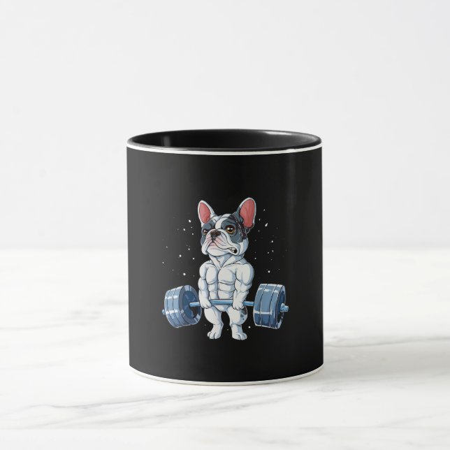 Caneca Bulldog Francês Levantando Engraçado Giro-Morro (Centro)