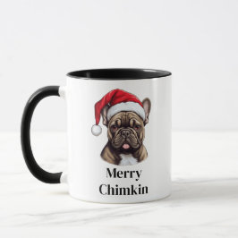 Caneca Bulldogue Francês Chapéu de Papai Noel Natal