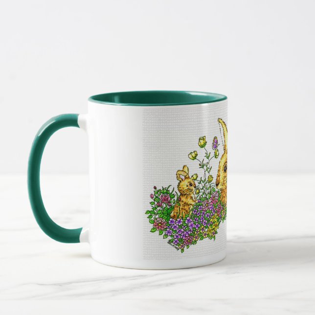 Caneca Bunnies Springtime em Campo de Flores (Esquerda)