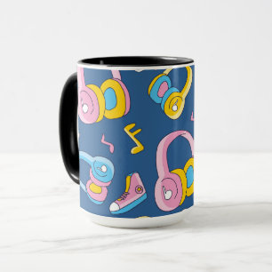 Caneca Bunter Musikmix em rosa, blau, gelb