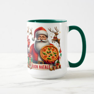 Caneca Buon Natale Italiana Papais noeis com Pizza e Rein
