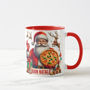 Caneca Buon Natale Italiana Papais noeis com Pizza e Rein