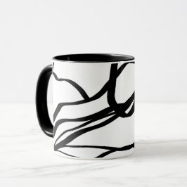 Caneca Buquê Blanc: Abstrato branco e preto
