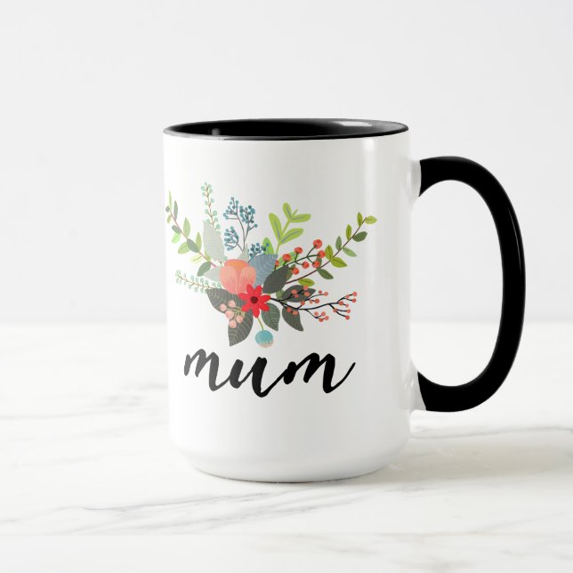 Caneca buquê de aquarela mãe (Direita)