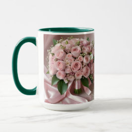 Caneca Buquê de Casamento Rosa Suave,