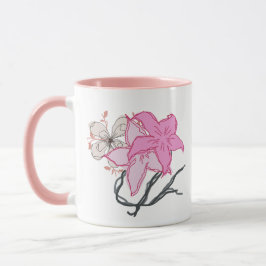 Caneca Buquê de Flor com Esquema Rosa