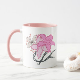Caneca Buquê de Flor com Esquema Rosa