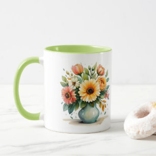 Caneca Buquê de Flor de Aquarela
