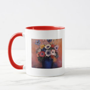 Caneca Buquê-de-flores-em-um-vaso-azul-Odilon Redon