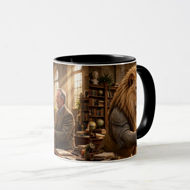 Caneca Buquê de Flores Leão Rinoceronte (Frente Esquerda)