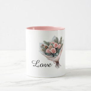 Caneca Buquê de Flores Rosas Rosa Românticas