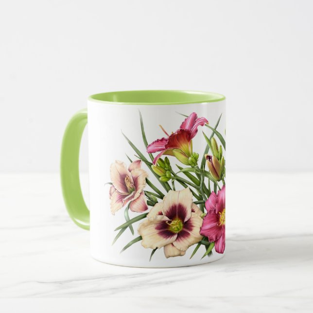 Caneca Buquê de Hemerocallis Vermelha (Frente Esquerda)