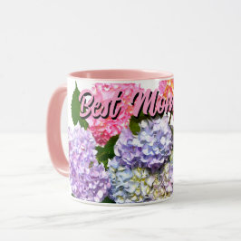 Caneca Buquê de hidrangea floral azul-púrpura, Elegante