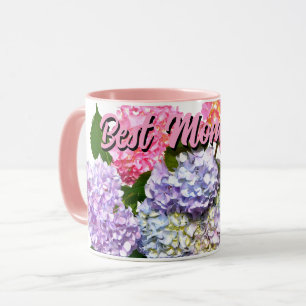 Caneca Buquê de hidrangea floral azul-púrpura, Elegante