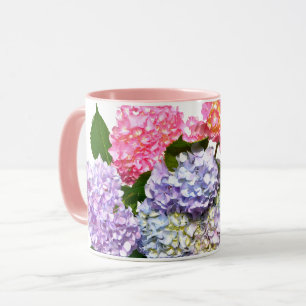 Caneca Buquê de hidrangea floral azul-púrpura, Elegante