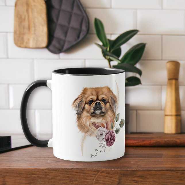 Caneca Buquê de inverno de Pekingese (Criador carregado)