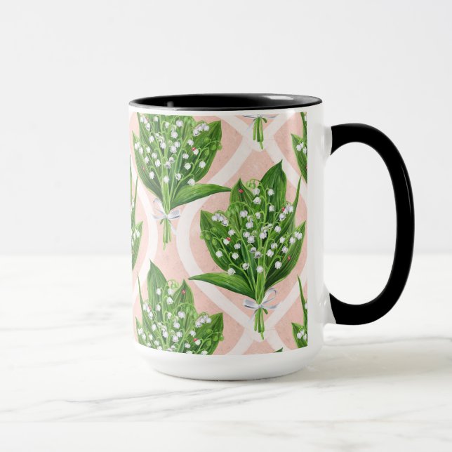 Caneca Buquê de lilly das flores do vale a rosa (Direita)