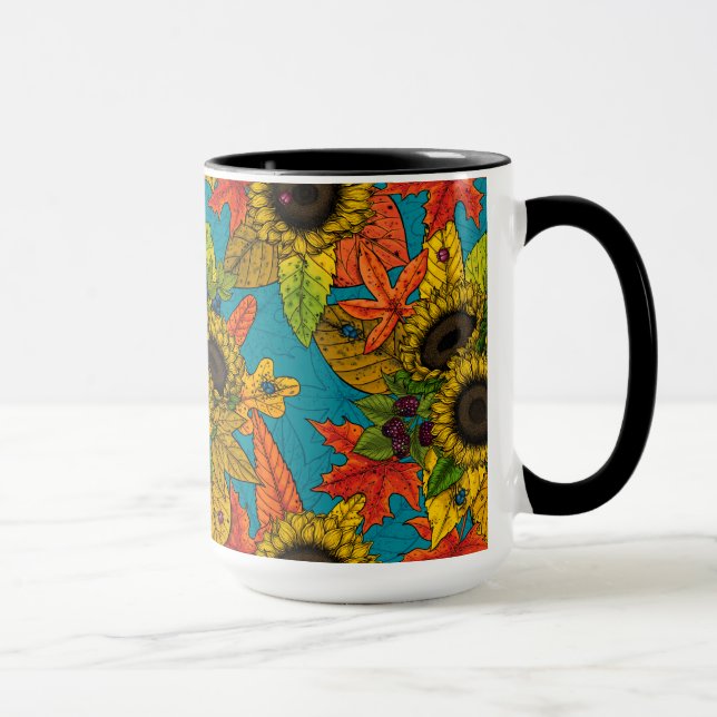 Caneca Buquê de outono em azul (Direita)
