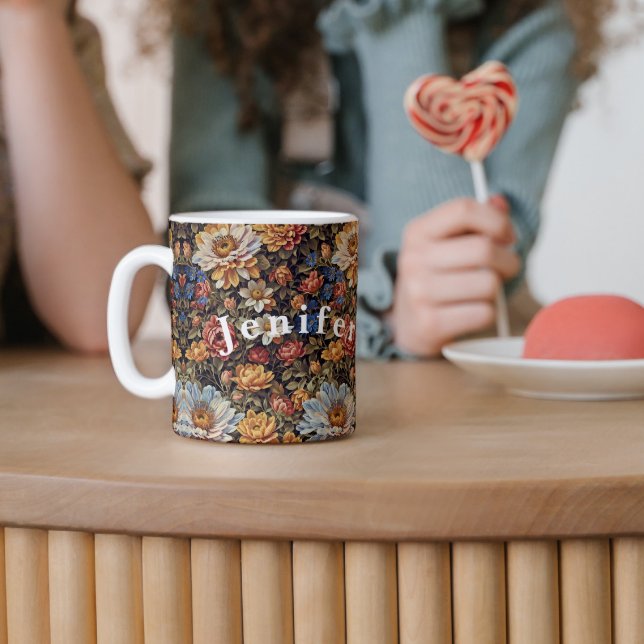 Caneca Buquê de pintura de óleo de flores silvestres Mug  (Criador carregado)