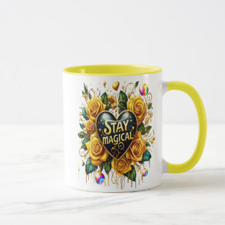 Caneca Buquê Encantador De Rosas Ouros E Coração