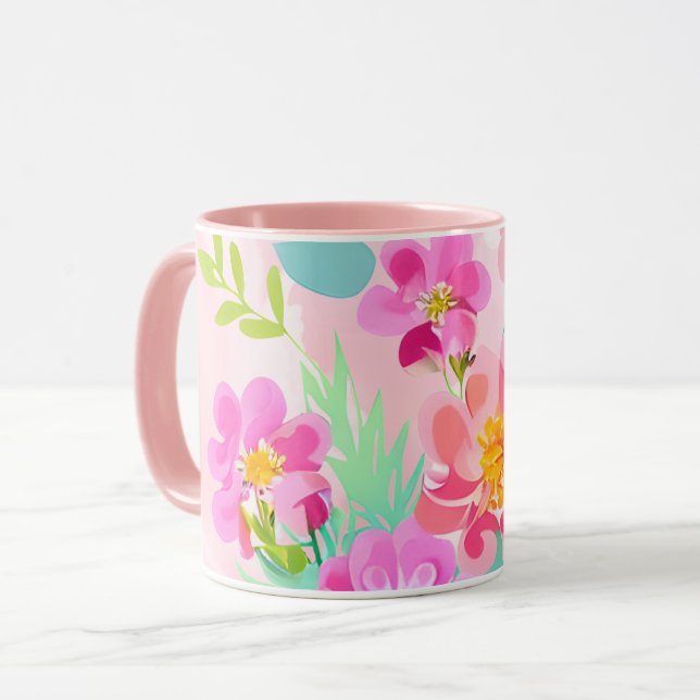 Caneca Buquê Floral Colorida (Frente Esquerda)