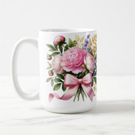 Caneca Buquê Peônia Rosa, Xícara de Café Floral El
