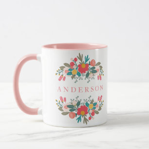 Caneca Buquê Rosa com Nome