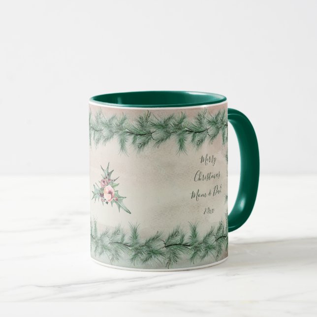 Caneca Burgundy Berry Holly Pine Natal (Frente Esquerda)
