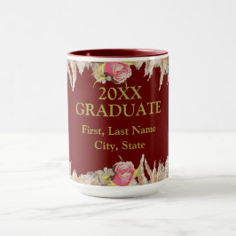 Caneca Burgundy & Dourado Floral, Você Fez Formando