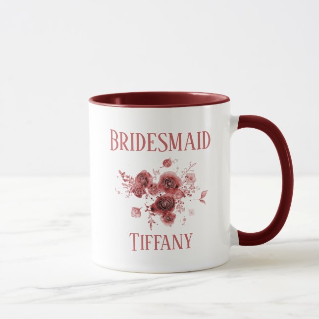 Caneca Burgundy Floral Bridesmaid  (Direita)