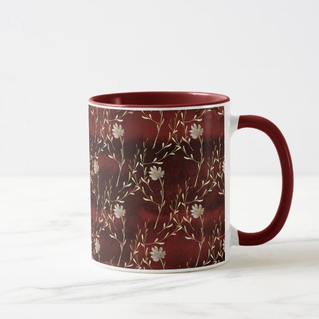 Caneca Burgundy Marsala Floral Mug (Direita)