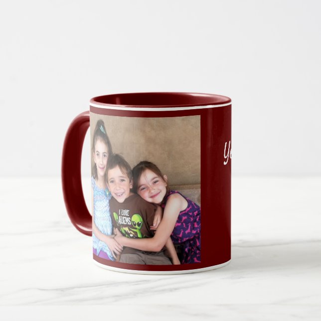 Caneca Burgundy Personalize o Café Dotado do MODELO FOTO (Frente Esquerda)
