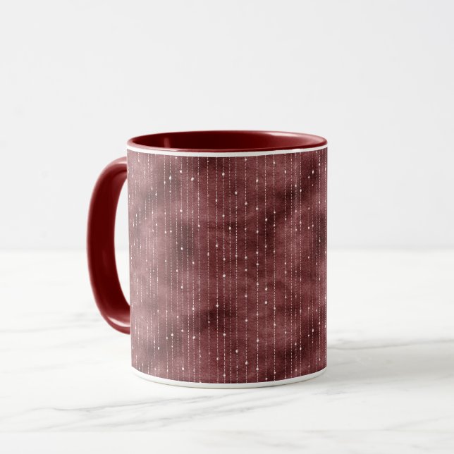 Caneca Burgundy Red White Stripes Valentine's Day (Frente Esquerda)