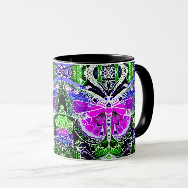Caneca Butterfly e Medallion Batik Patterno em Violet (Frente Esquerda)