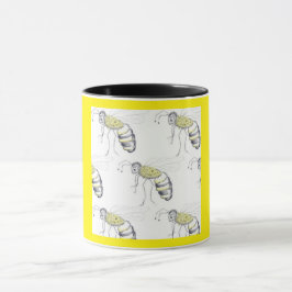 Caneca Buzzing with Style – Bee Illustration Ceramic Mug