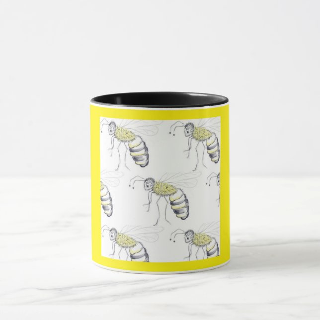 Caneca Buzzing with Style – Bee Illustration Ceramic Mug (Centro)