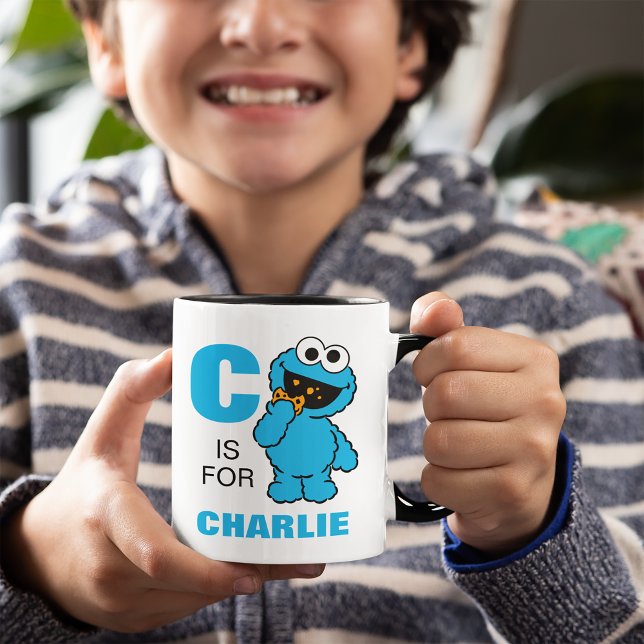 Caneca C é de Cookie Monster | Adicione seu Nome (Criador carregado)