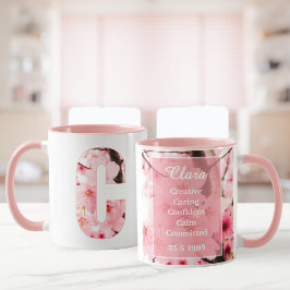 Caneca C Inicial Floral | Nome & Características P
