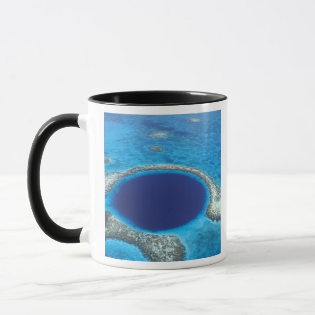 Caneca CA, Belize. Vista aérea do Blue Hole (diâmetro (Esquerda)
