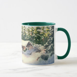 Caneca CABANA RÚSTICA DE MADEIRA na NEVE por SHARON