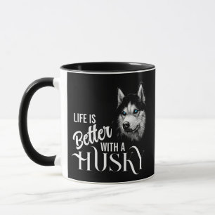 Caneca Cabeça De Retrato Irmão Husky Com Olhos Azuis