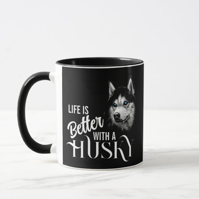 Caneca Cabeça De Retrato Irmão Husky Com Olhos Azuis (Esquerda)
