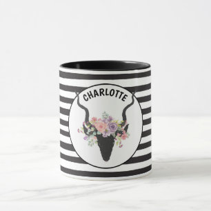 Caneca Cabeça de veado e rosas personalizados