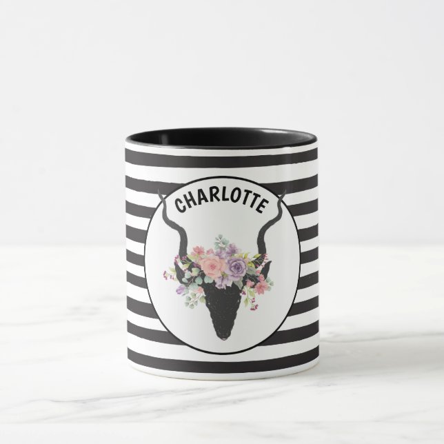 Caneca Cabeça de veado e rosas personalizados (Centro)